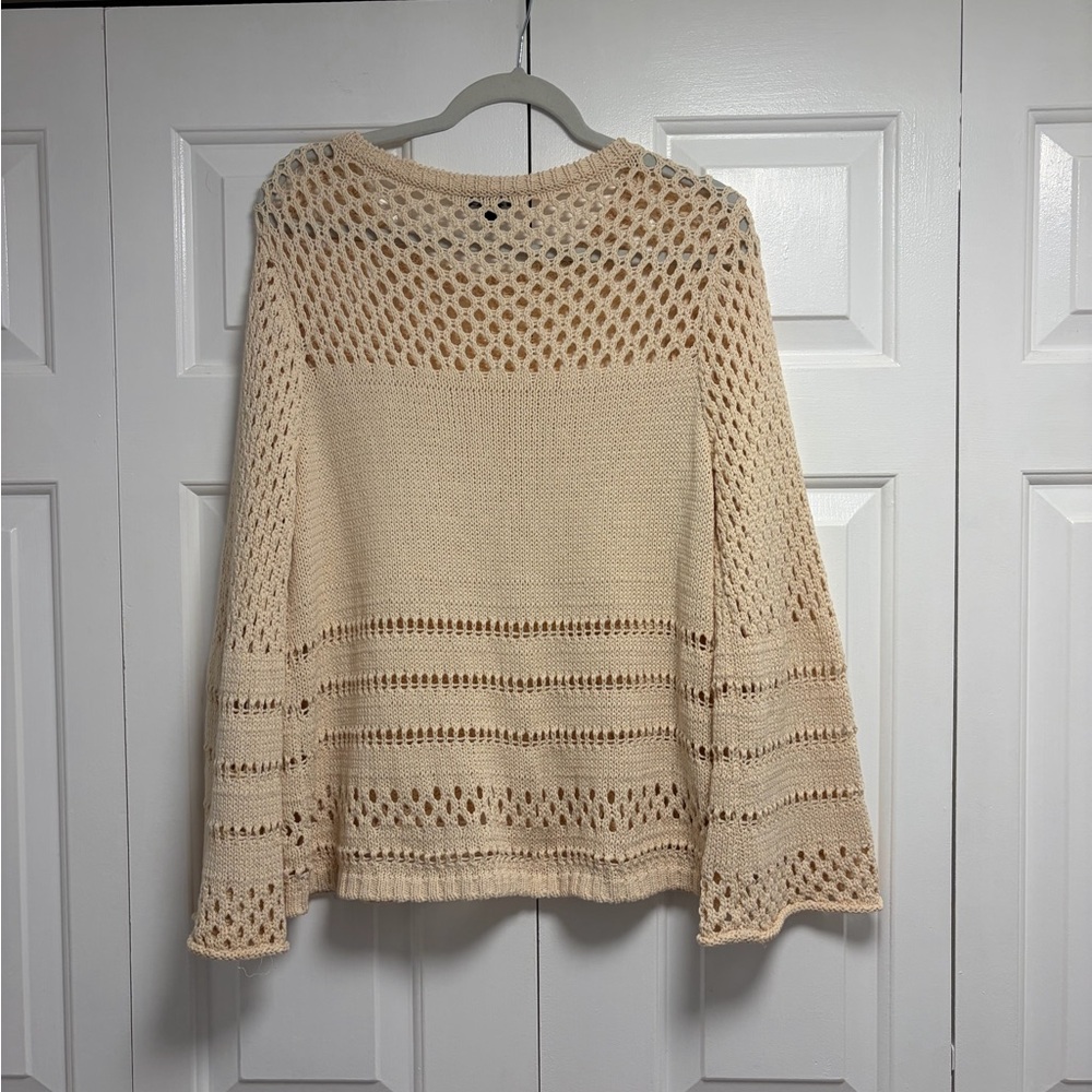 Cream Crochet Knit  Sweater- Size M - Picture 3 of 4